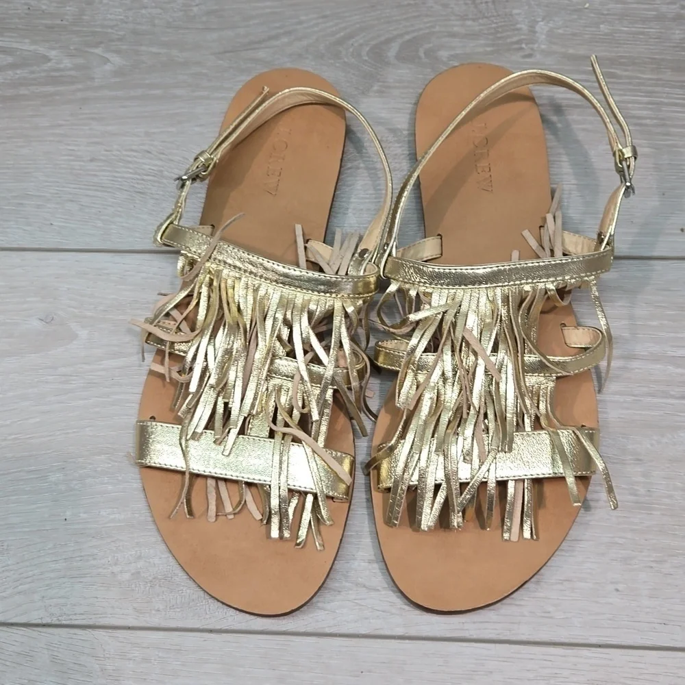 J.Crew Women Leather Tassel Sandals shoes sz 10